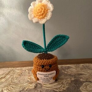 Crocheted Emotional Support Plant with Flower